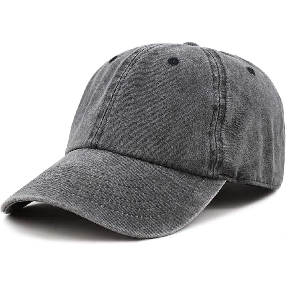 Unisex Black 100% Cotton Pigment Adjustable Size Classic Baseball Six Panel Cap